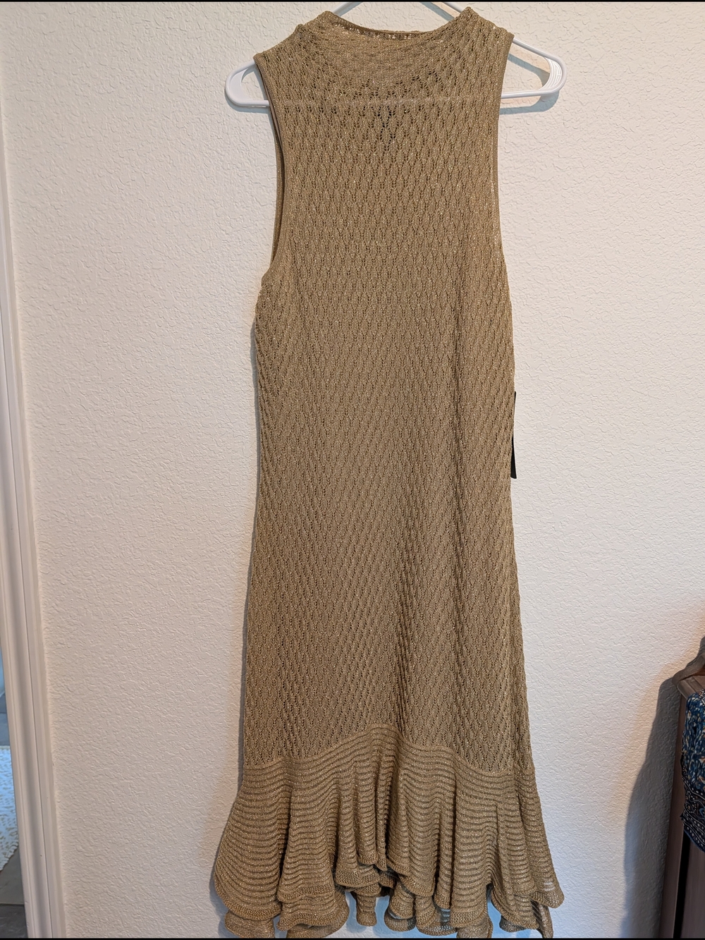 Polo by Ralph Lauren Sleeveless Gold Metallic Knit Maxi Dress